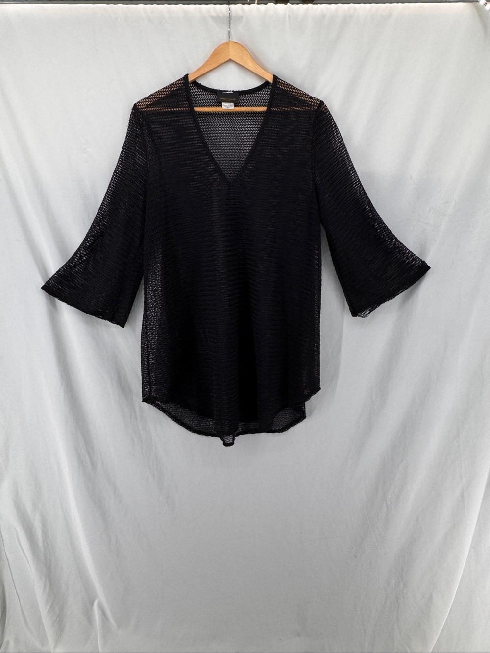 Jordan Taylor V-Neck Bell Sleeve Swimsuit Coverup XL Black Boho Poolside Glam
